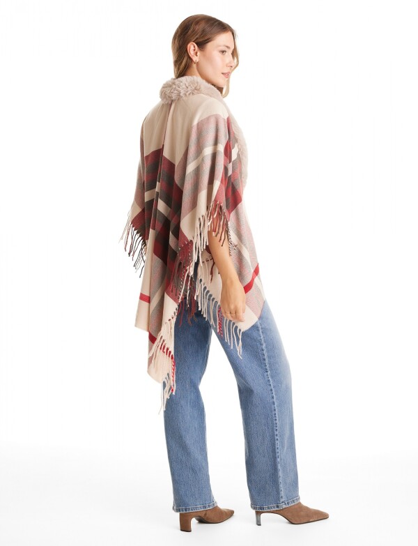 Ruana Faux Fur MULTI/BEIGE