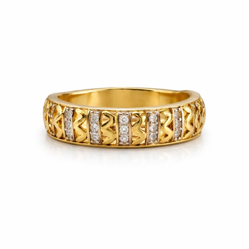 Anillo Calado - Zig Zag - Oro bajo-Con Zirconias-AN8568 sinpiedra