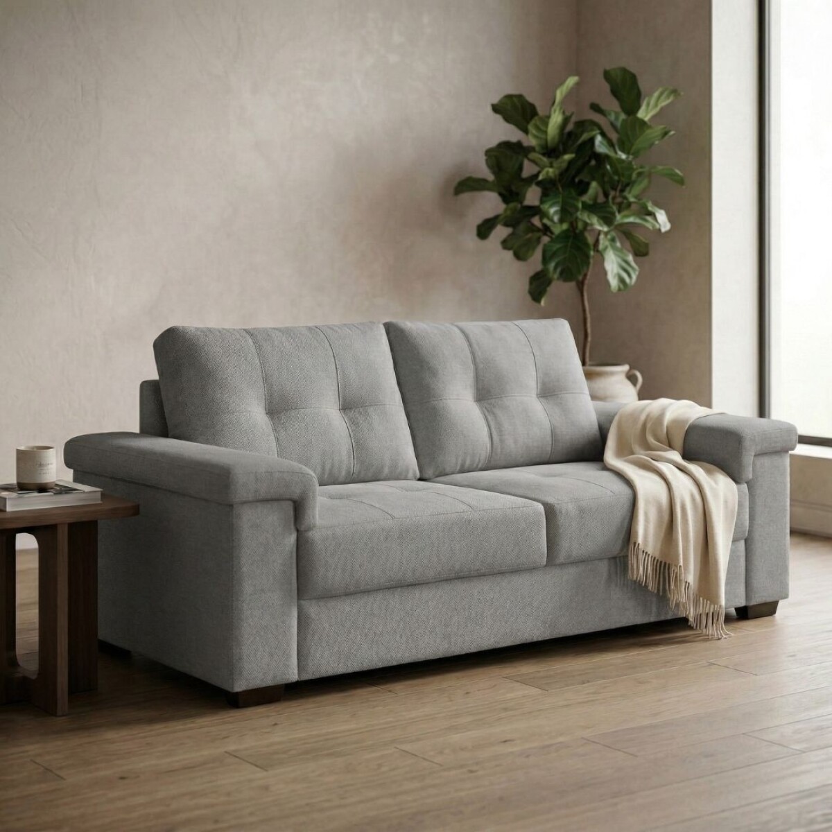 Sillón 3 Cuerpos en tela de Lino - Palazio - Gris 