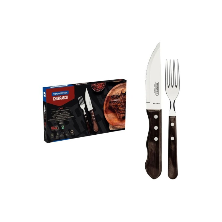 JUEGO DE CUBIERTOS ASADO TRAMONTINA JUMBO POLYWOOD 12 PIEZAS JUEGO DE CUBIERTOS ASADO TRAMONTINA JUMBO POLYWOOD 12 PIEZAS