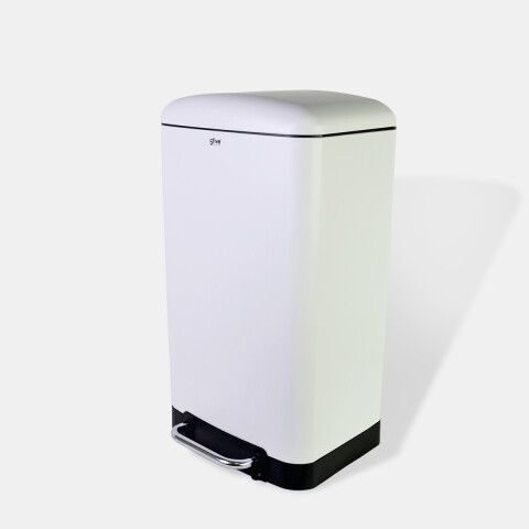 BASURERO METAL BLANCO C/PEDAL 30L Unica