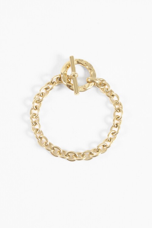 Pulsera acero aro dorado