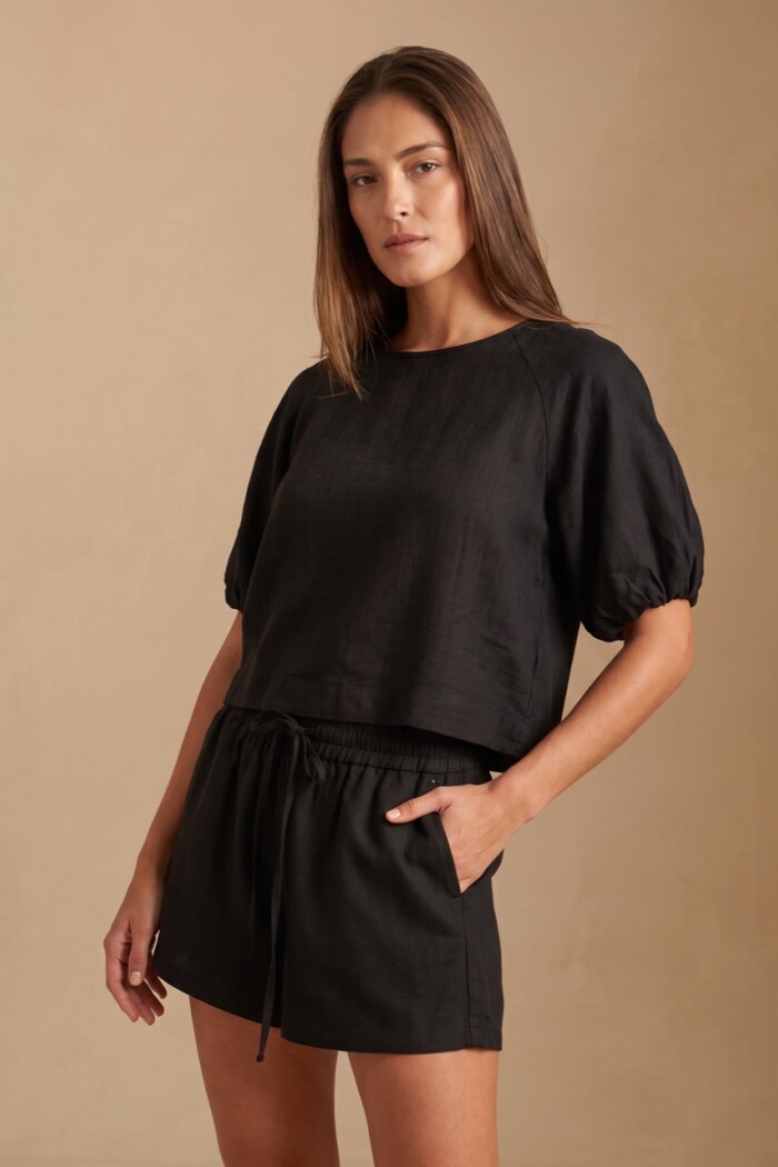 Blusa Mangas Balloon Negro