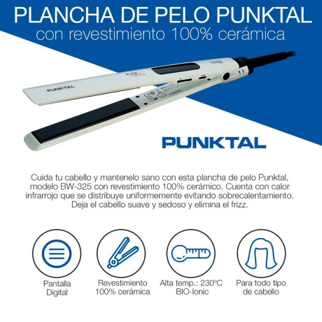Plancha para Cabello Punktal PK-BW325 Ion 220V Anti Frizz BLANCO