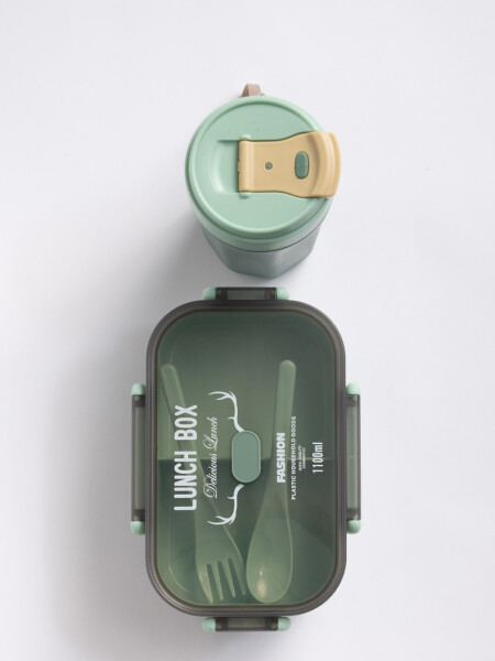 Set lunchera con vaso Verde