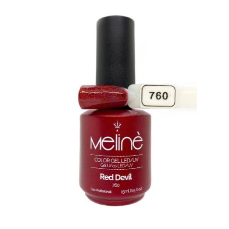 Esmalte Color En Gel Semipermanente Meliné Secado Uv 15ml 760 Red Devil