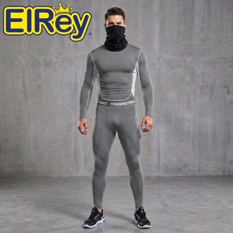 Conjunto Deportivo Termico X6 Psc Remera Calza Short Gris