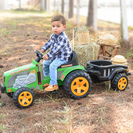 Auto Tractor A Pedal +Remolque Infantil Hecho Brasil Verde