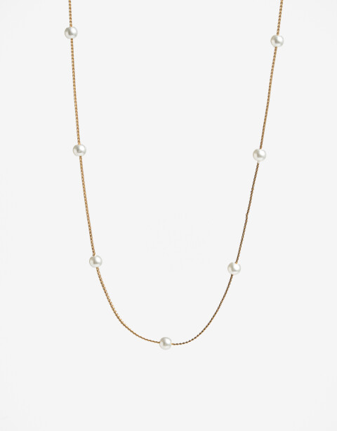 Collares Largos Perlas Collar Largo Perlas Bañado En Oro - Dorado