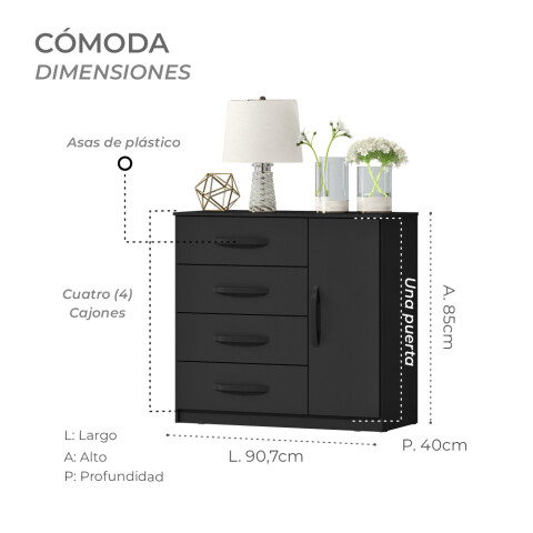 Combo Armario 6 Puertas, Respaldo, Mesas de luz, Cómoda - MDP - Negro Combo Armario 6 Puertas, Respaldo, Mesas de luz, Cómoda - MDP - Negro