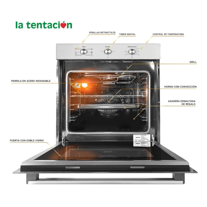 Horno Empotrar Convección Eléctrico Petra Inox 76l Ltc Horno Empotrar Convección Eléctrico Petra Inox 76l Ltc