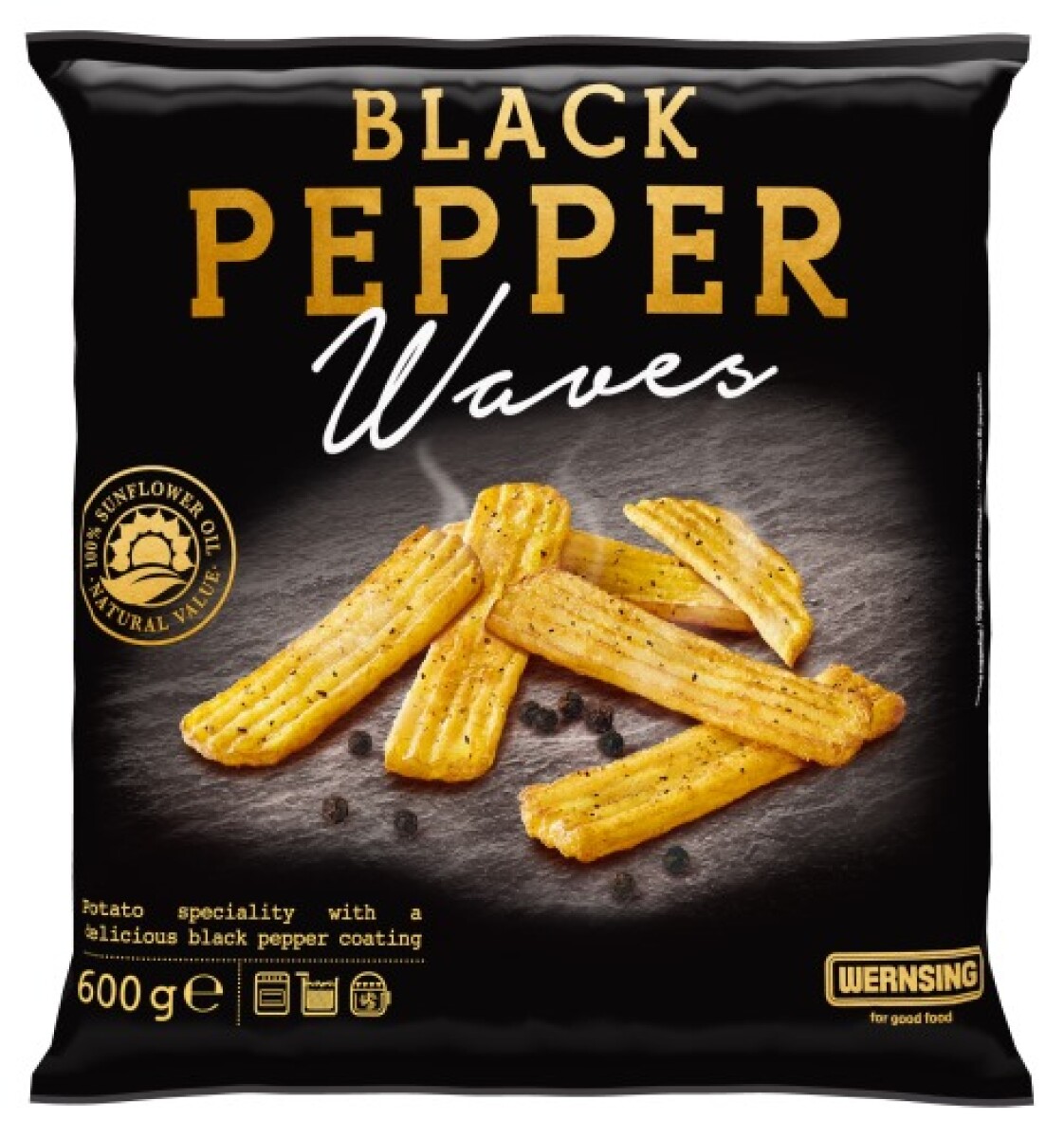 Papas Black Pepper Waves 600Grs 