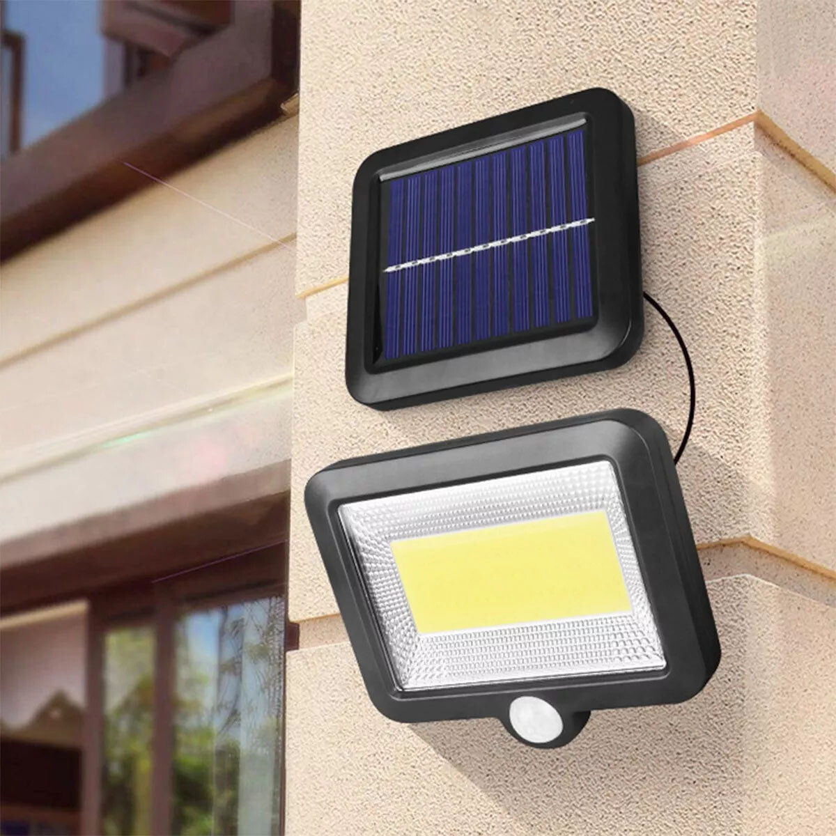 Foco exterior led solar 40W con sensor día noche - NEGRO 
