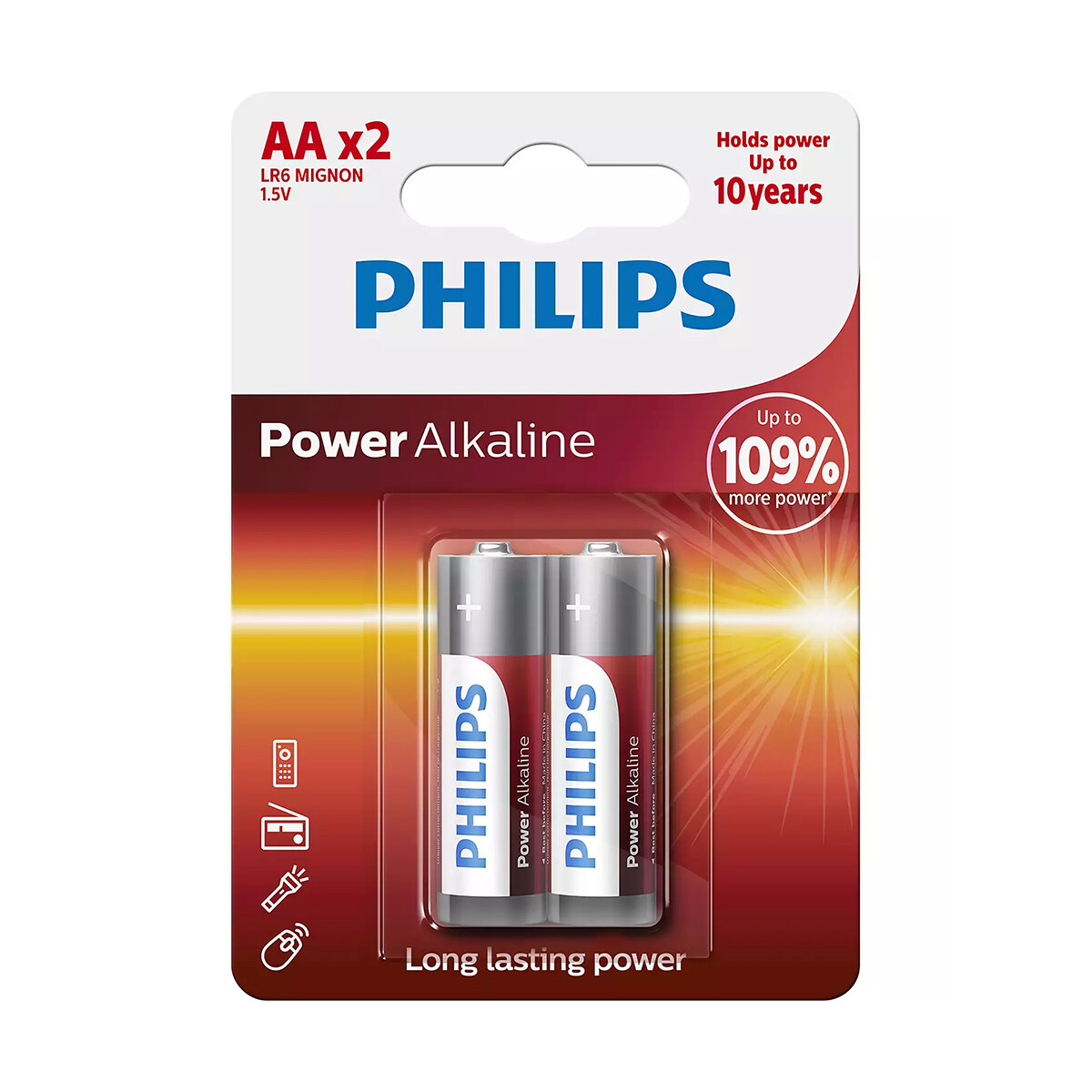 Pila alcalina Philips AA x2 Negro