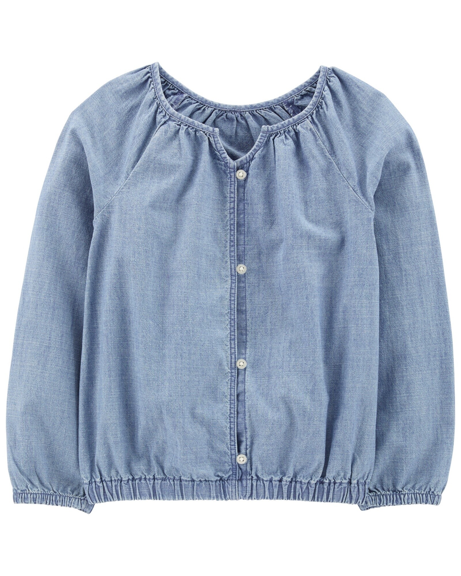 Blusa de chambray, manga larga Sin color