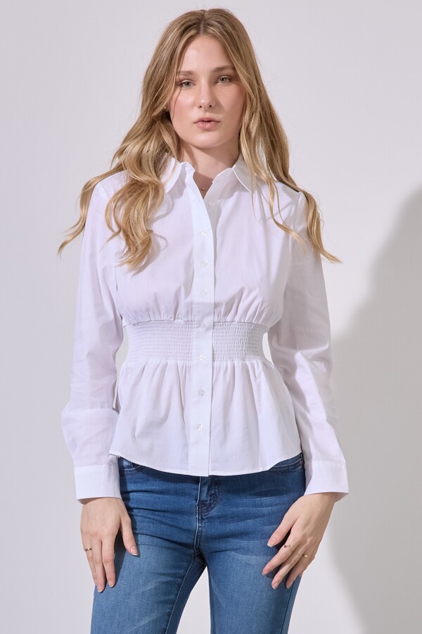 Camisa Algodon Frunce BLANCO