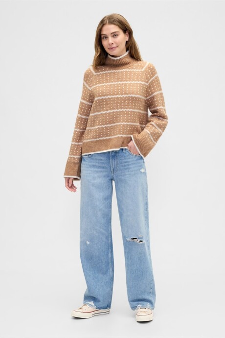 Buzo Polera Fairisle Mujer Camel Hair