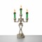 Candelabro Esqueleto 3 velas con luz led Decoración Halloween Verde con base blanca