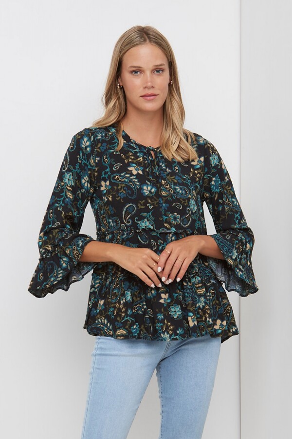 Blusa Folk AZUL/MULTI