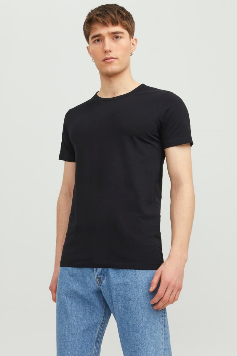 Camiseta básica regular fit de algodón y lycra Black