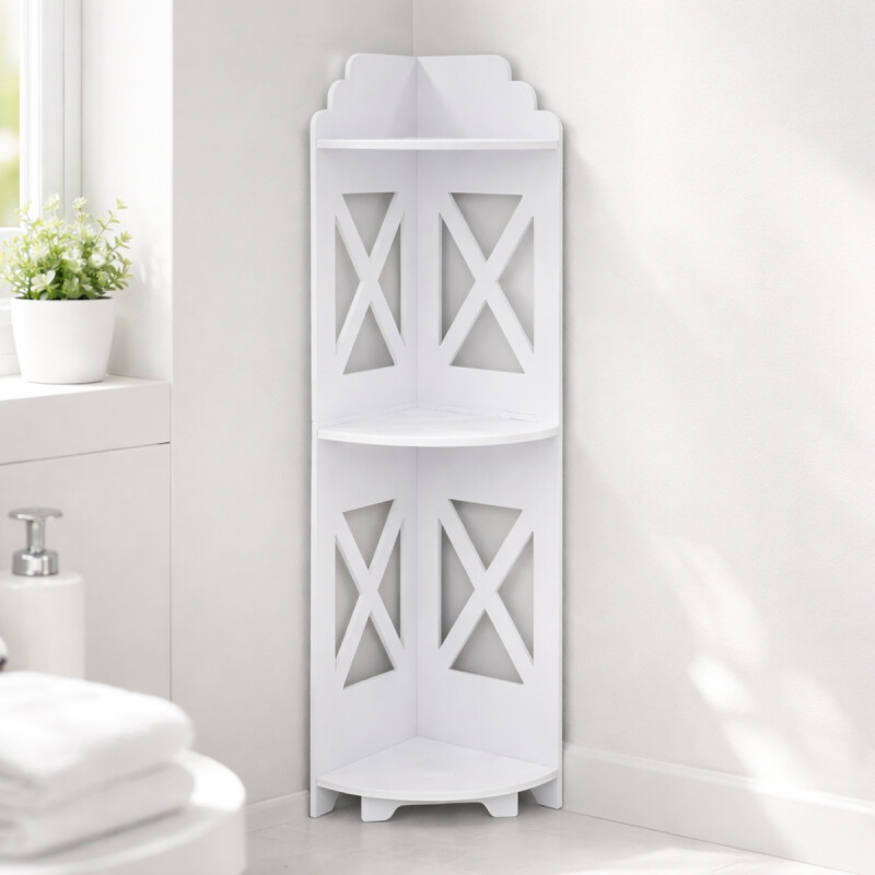 Esquinero de baño 3 estante BLANCO