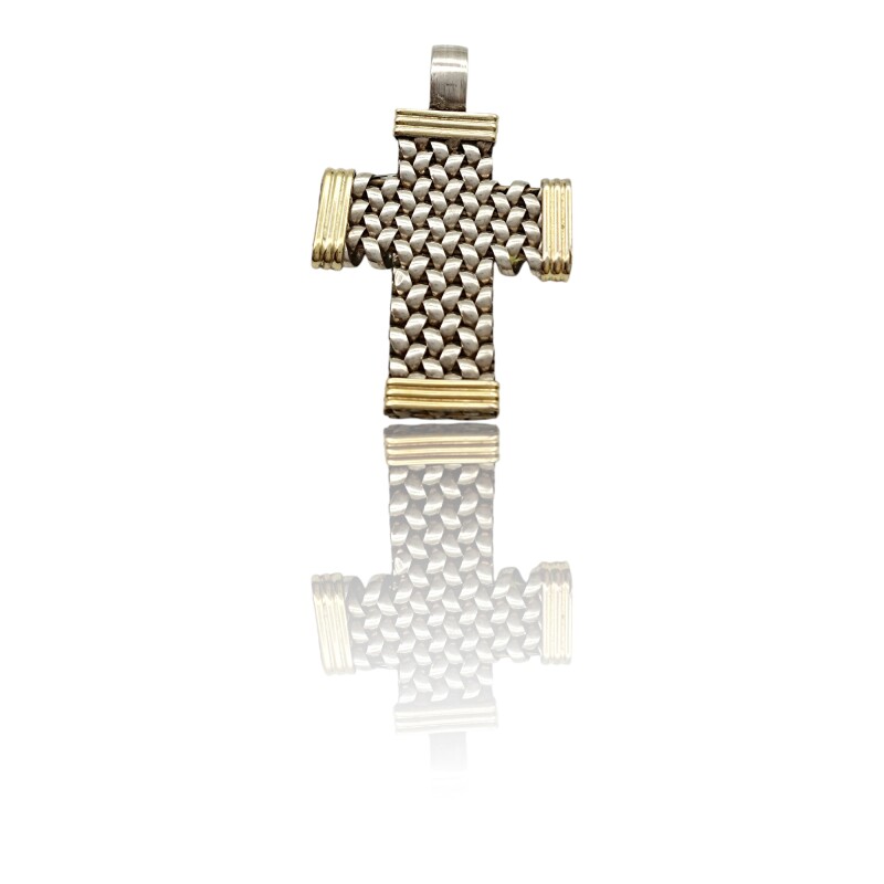 Dije Cruz Espiga-Plata y Oro-Sin Piedra-CP5346 sinpiedra