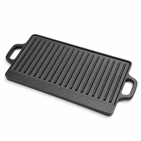 Parrilla Hierro Fundido Resistente 2En1 Reversible Con Asas Negro