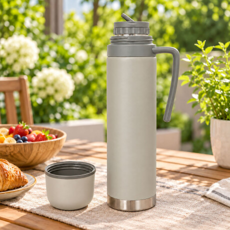 Termo Ac. Inox 0,50Lts Manija Pico Cebador Paris Comet Gris