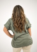 Blusa de algodón y lino VERDE