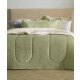 Acolchado Terciopelo y Corderito KARSTEN c/porta Almohada KING Sonata Verde