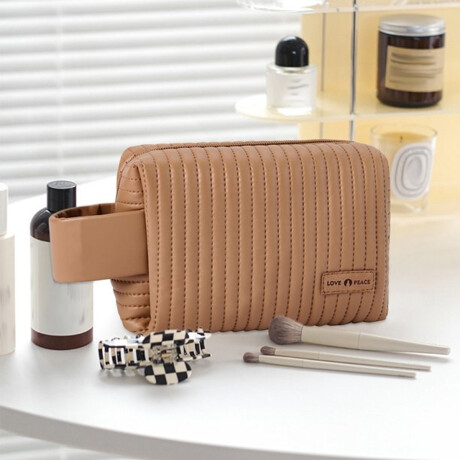 Neceser texturado chico con mango Marron