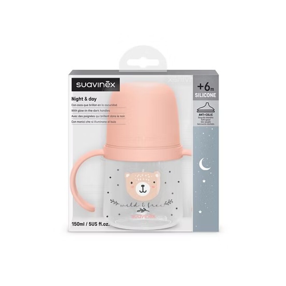 Vaso First Bottle SX PRO 6m+ SUAVINEX bear rosa