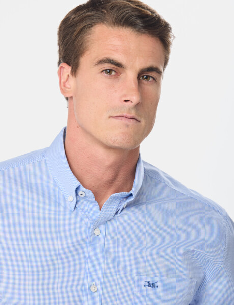 CAMISA CUADROS Celeste