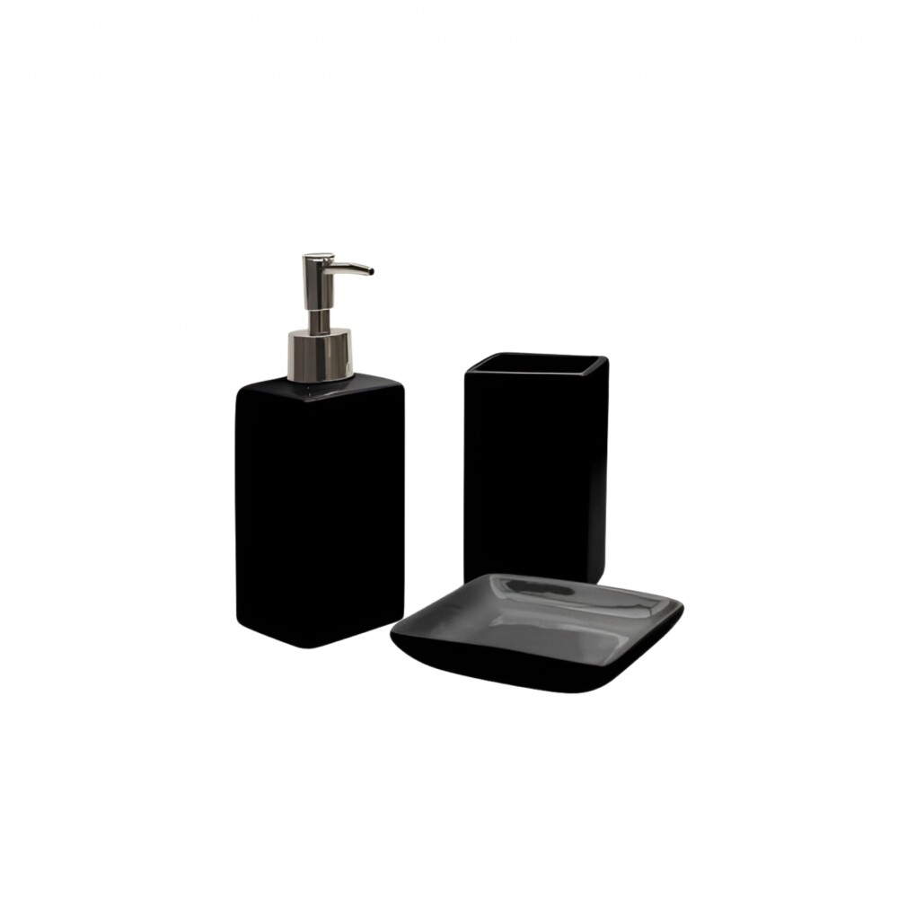 Set de Baño - 3 Piezas - Cerámica - Negro Set de Baño - 3 Piezas - Cerámica - Negro