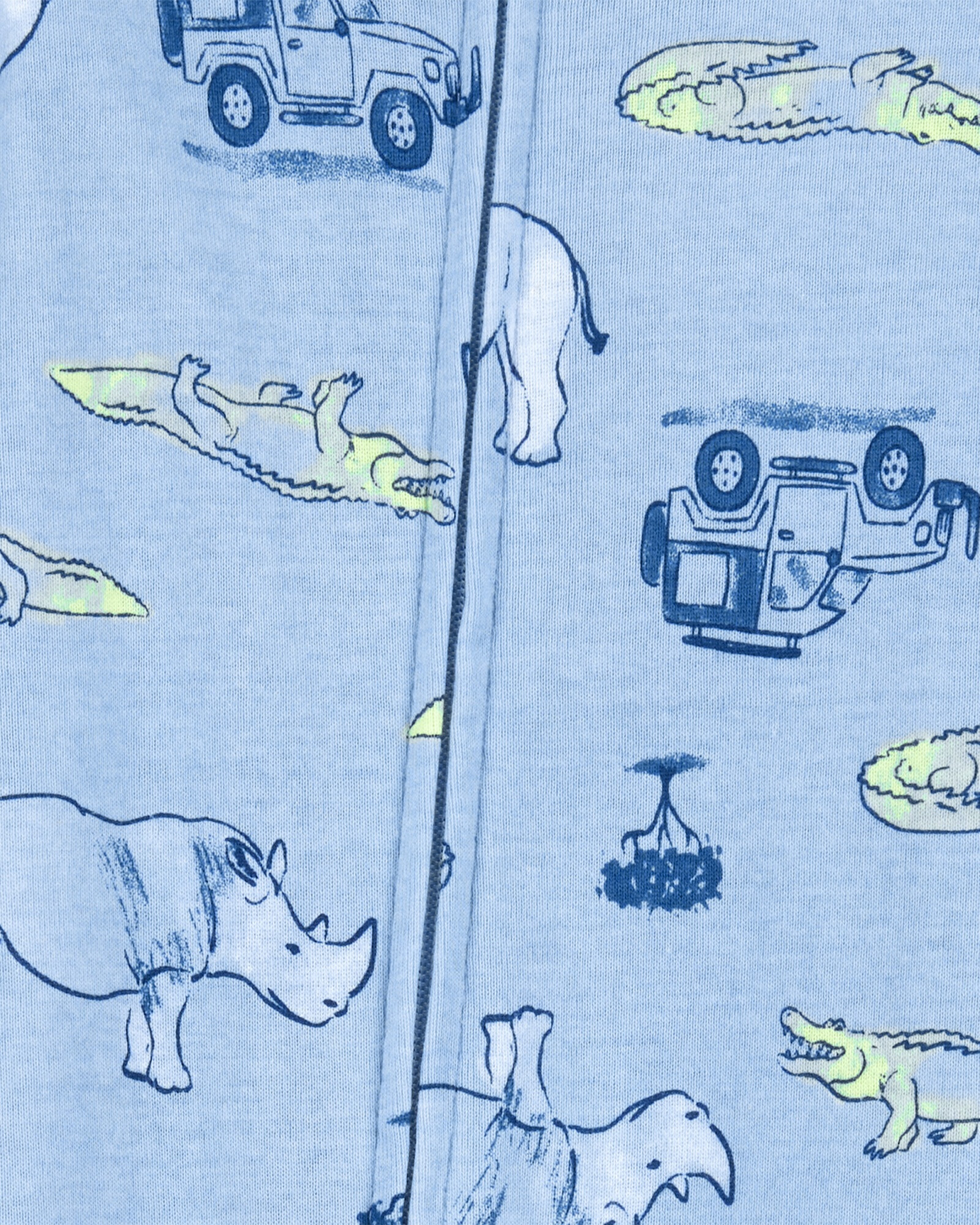 Pijama una pieza de algodón, con pie, diseño safari Sin color