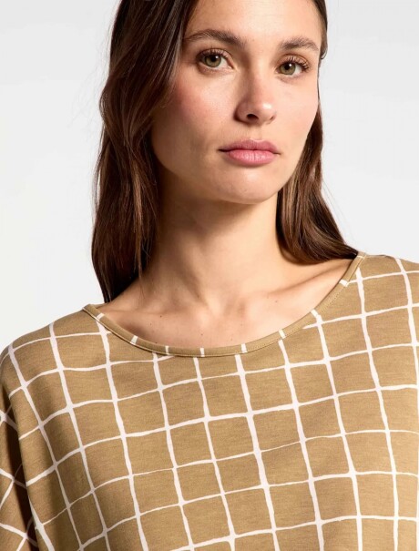 BLUSA ESTAMPADA DE MANGA CORTA MARRÓN