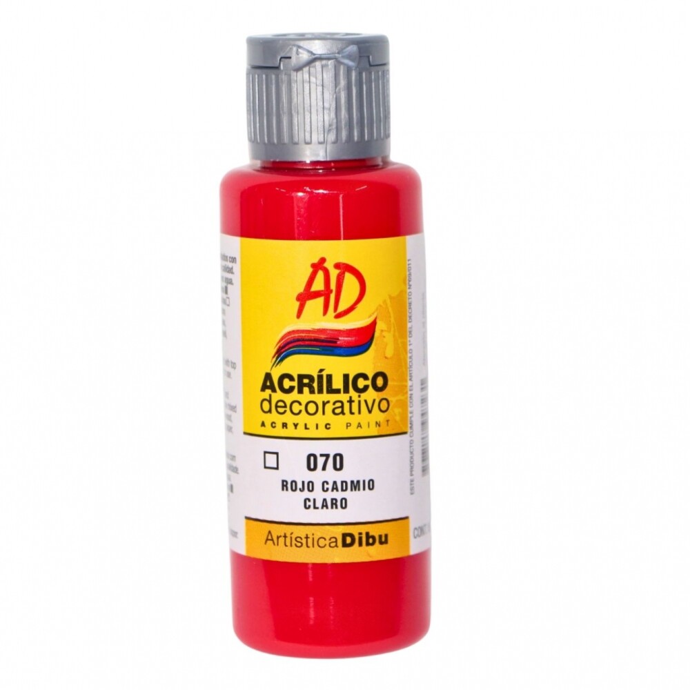 PINTURA ACRILICA ARTISTICA DIBU 60 ML. DIFERENTES COLORES COLOR ROJO CADMIO CLARO 070