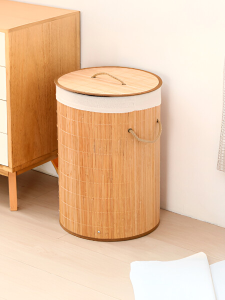CESTO BAMBOO CILID.ROPA SUCIA NATURAL