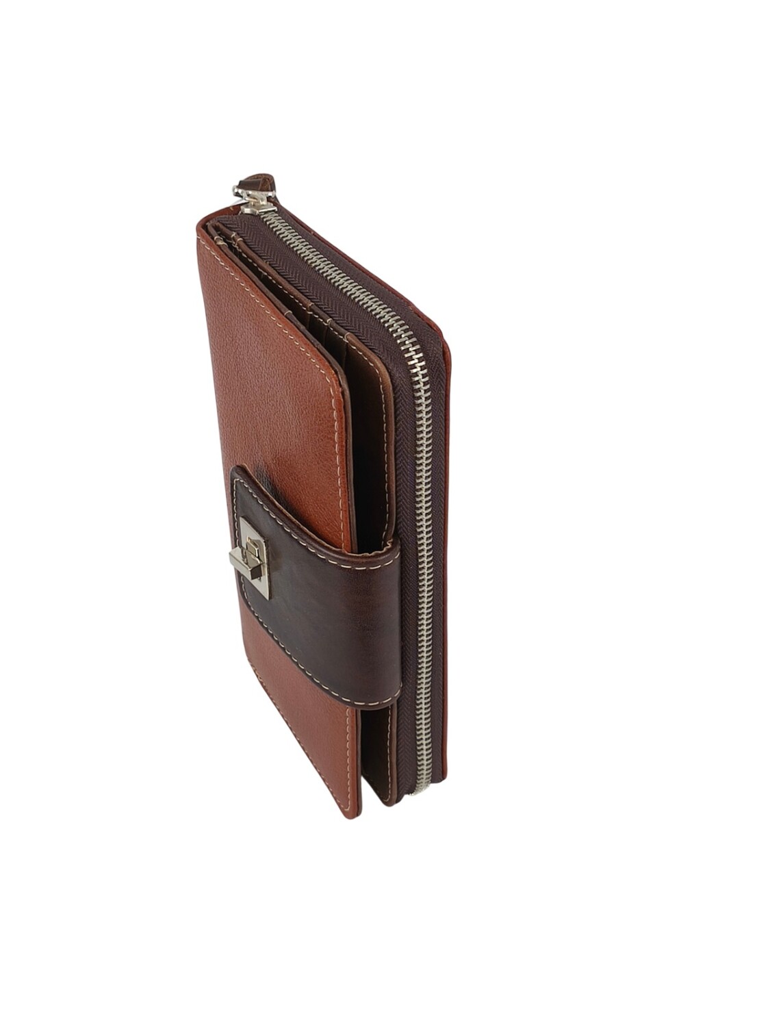 Monedero con tarjetero y cierre metálico Marron — Estilo Seroc