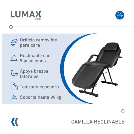 Camilla reclinable para tatuador masajes y depilación Negro