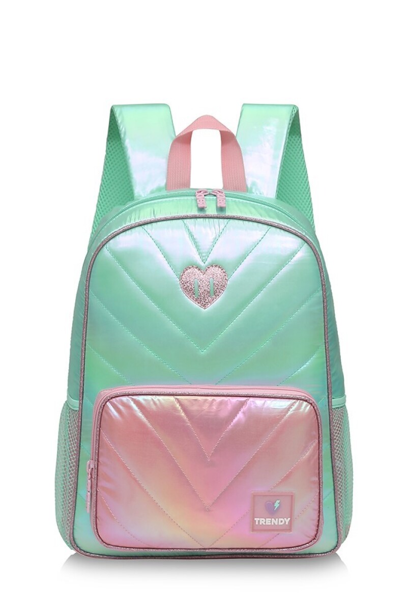Mochila metalizada puffer Celeste
