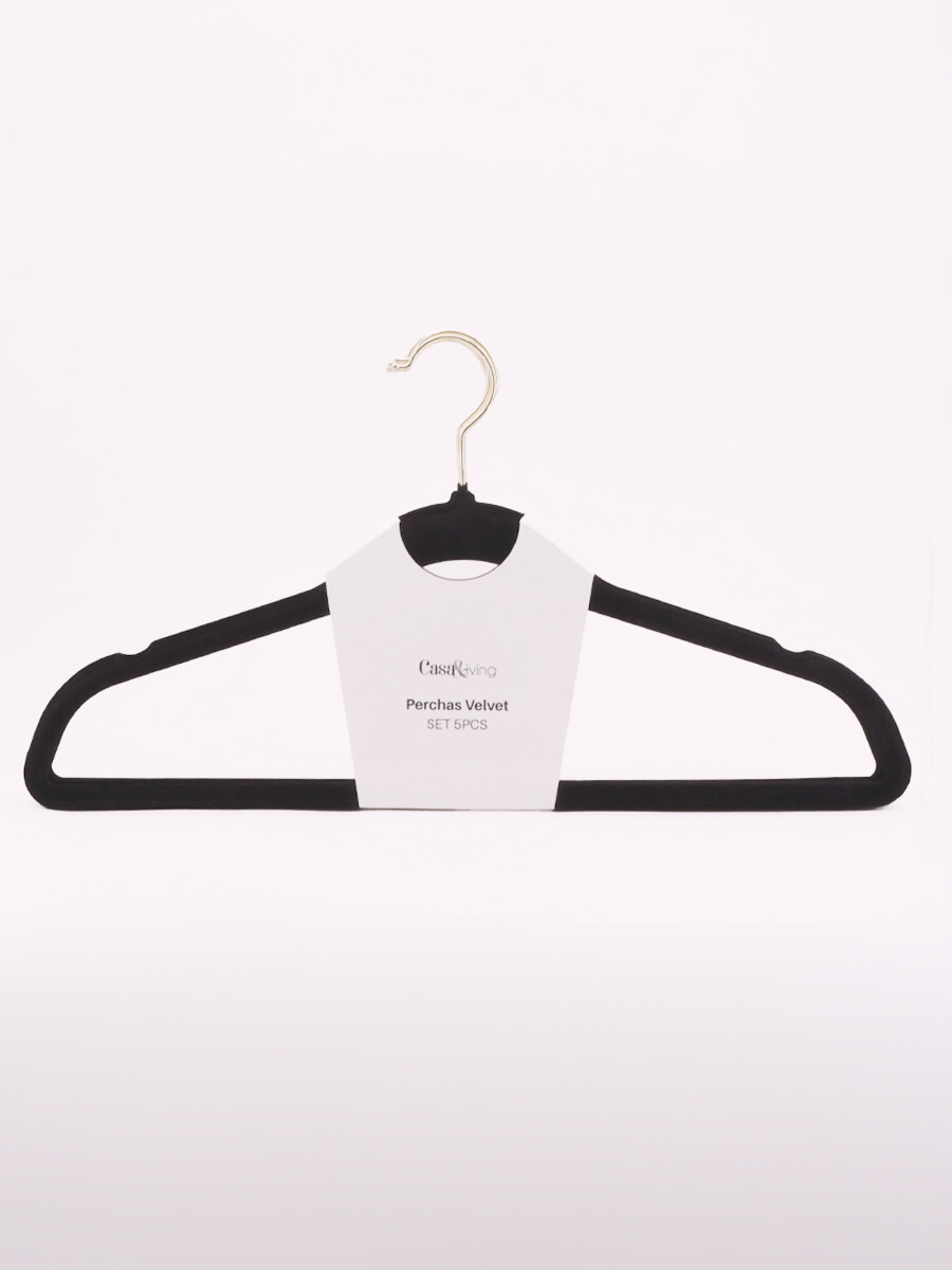 PERCHA VELVET NEGRO SET X 5 PCS - NEGRO 