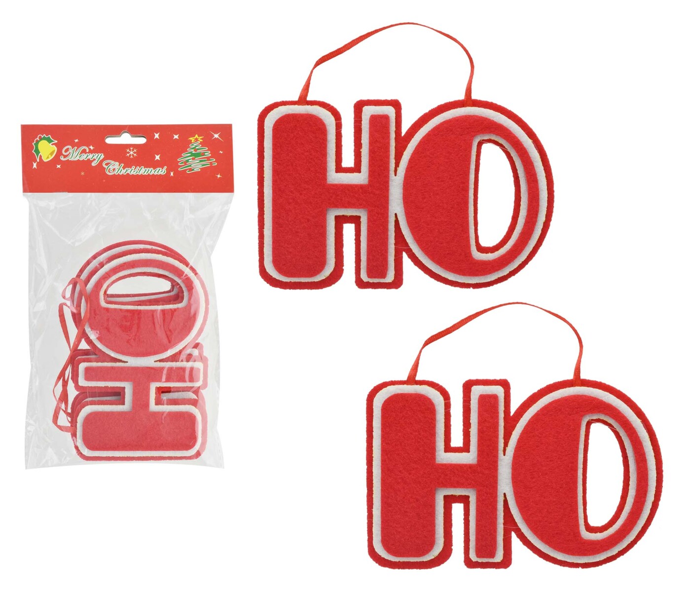 ADORNO NAVIDEÑO LETRAS X2 HO HO 15X10CM 21072 Q240 