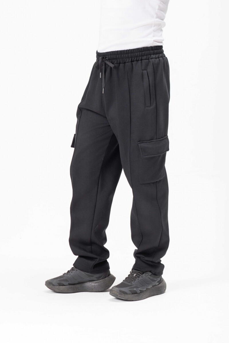 Pantalon Cargo Liso Negro