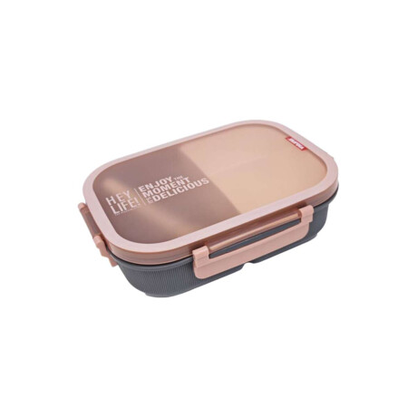 Vianda con division, tapa y cuchara Rosado