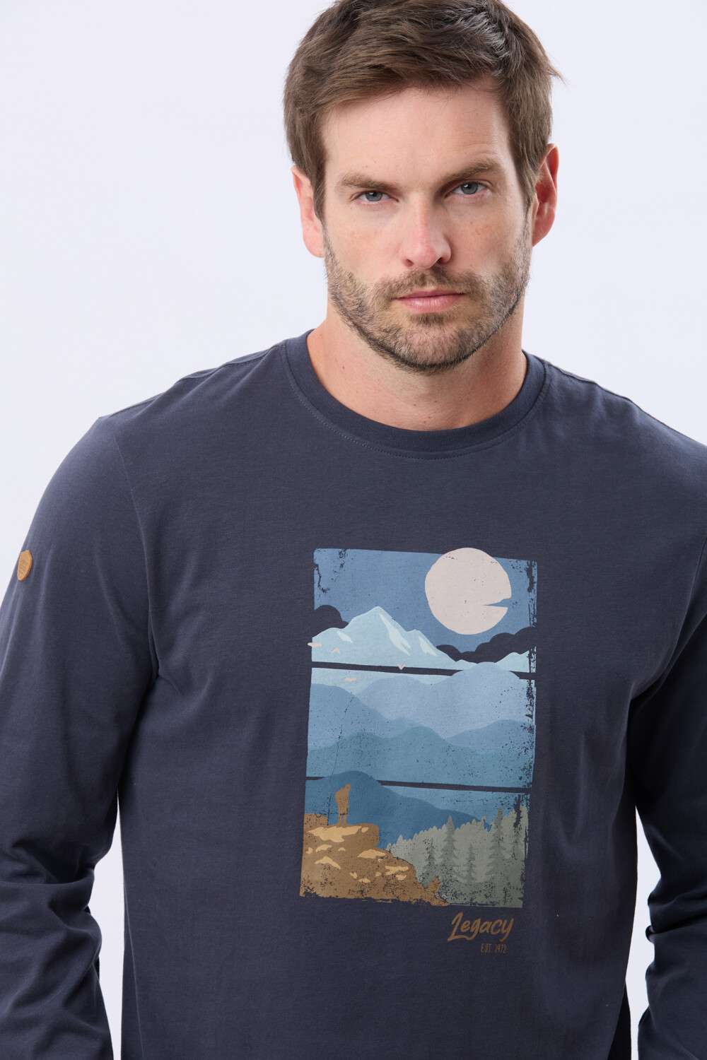 REMERA ESTAMPADA DE ALGODÓN Azul