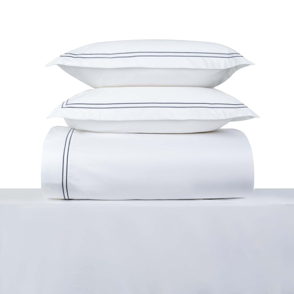 JUEGO DE SABANAS 200 HILOS KING ALGODON BLANCO DOBLE FESTÓN