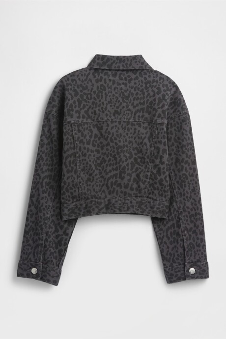 Campera De Jean Niña Black Leopard