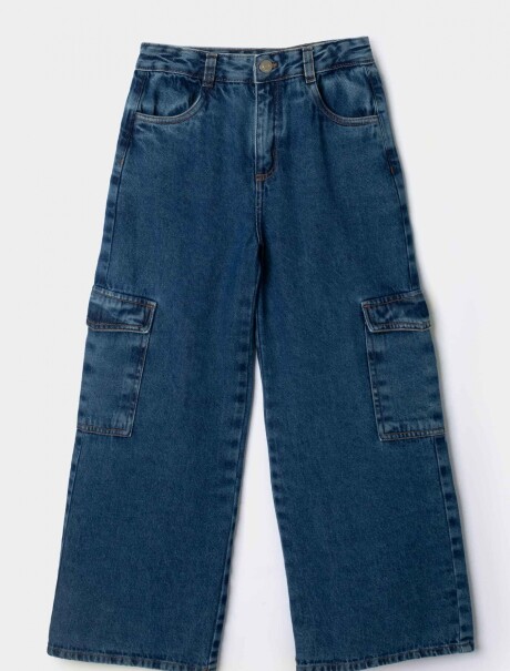 PANTALONES VAQUEROS DE PIERNA ANCHA AZUL