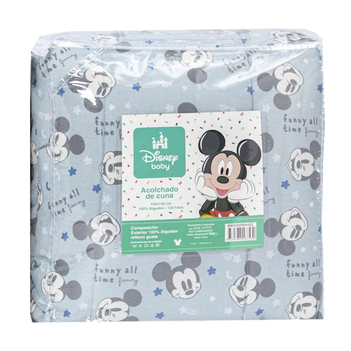 Acolchado Cuna 130 Hilos 100% Algodón - Mickey 